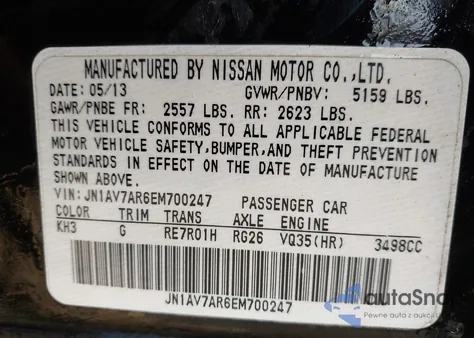 2014 Infiniti Q50 Hybrid Premium from USA, damaged, VIN JN1AV7AR6EM700247